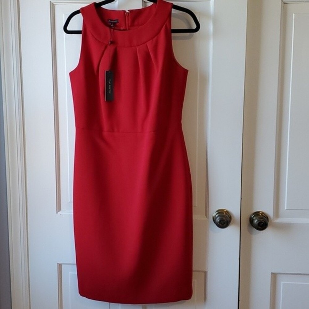 NWT TALBOTS RED WOOL BLEND SLEEVELESS SHEATH DRESS SIZE 6 OFFICE HOLIDAY